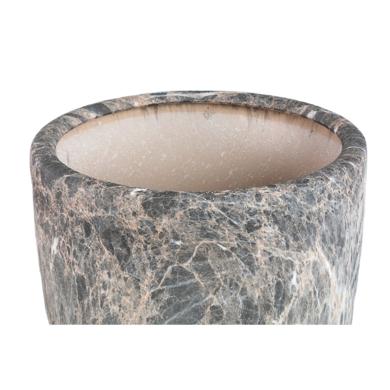 Miah Grijze Keramische Pot Set Van 3 Met Marmereffect 42x40x40 cm