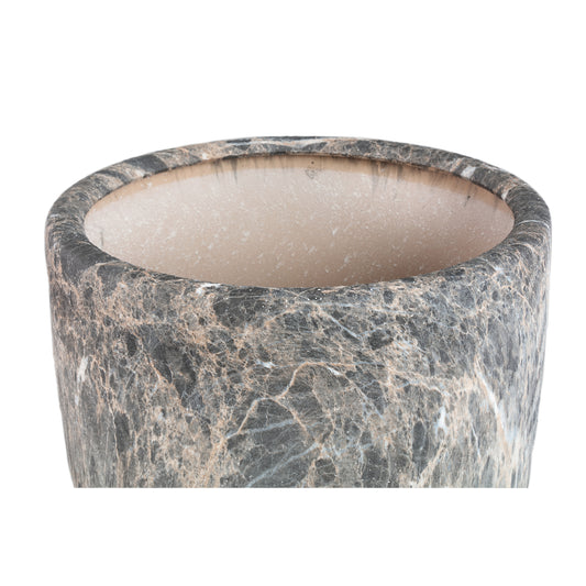 Miah Grijze Keramische Pot Set Van 3 Met Marmereffect 42x40x40 cm