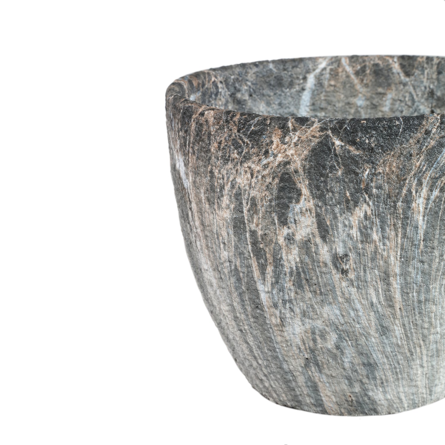 Miah Grijze Keramische Pot Set Van 2 Stuks Marmerlook - 2 Sets 21x25x25 cm