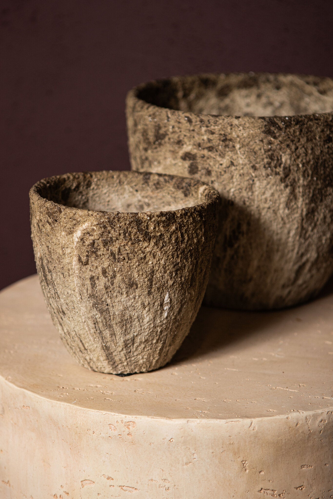 Miah Bruine Keramische Pot Met Marmereffect Set Van 2 21x25x25 cm