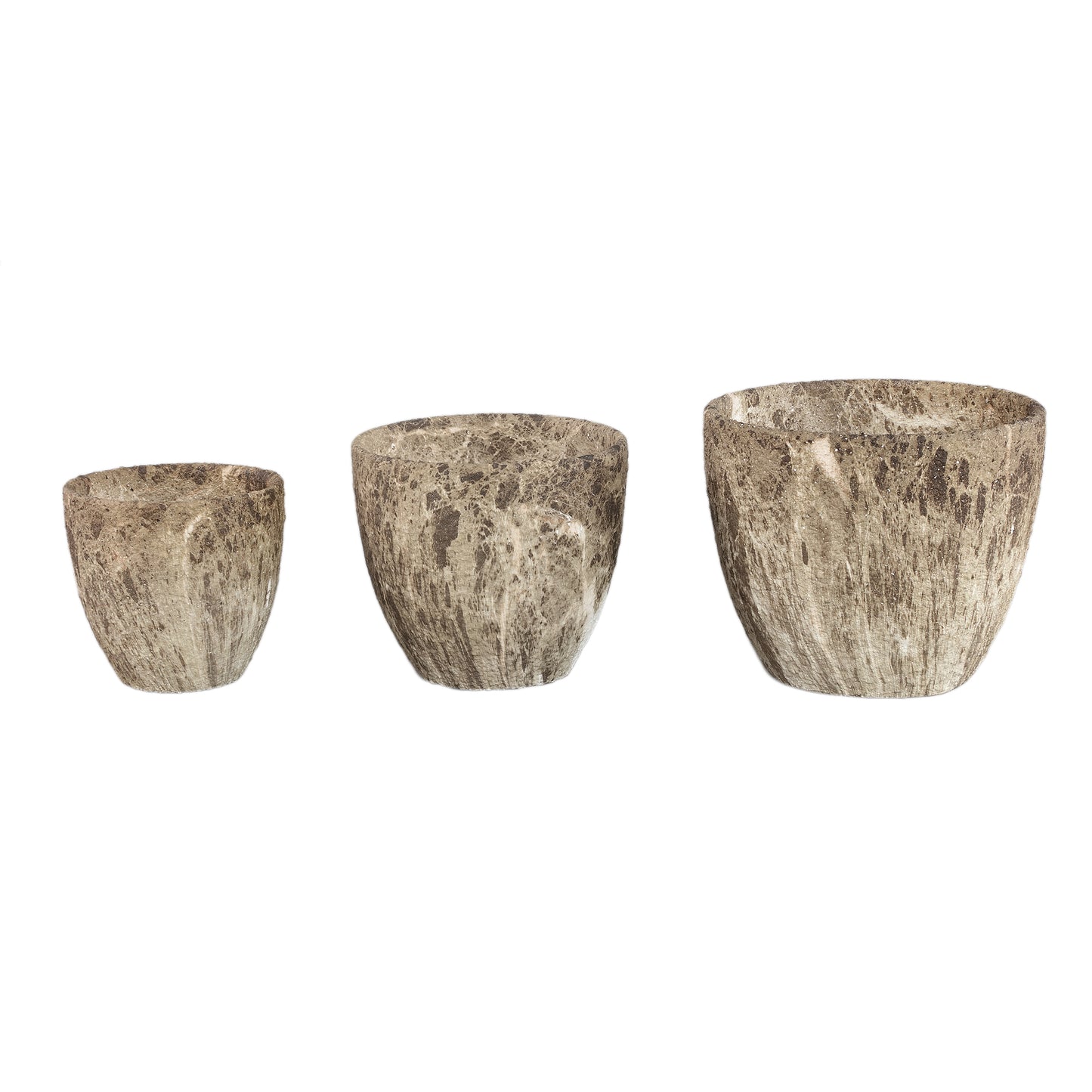 Miah Bruine Keramische Pot Met Marmereffect Set Van 2 - 2 Sets 21x25x25 cm