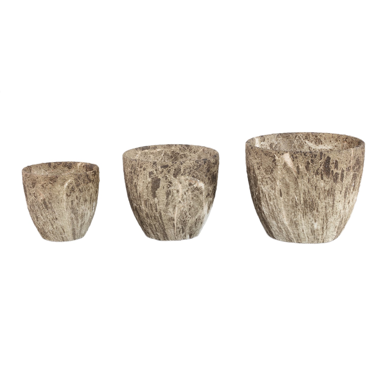 Miah Bruine Keramische Pot Met Marmereffect Set Van 2 - 2 Sets 21x25x25 cm