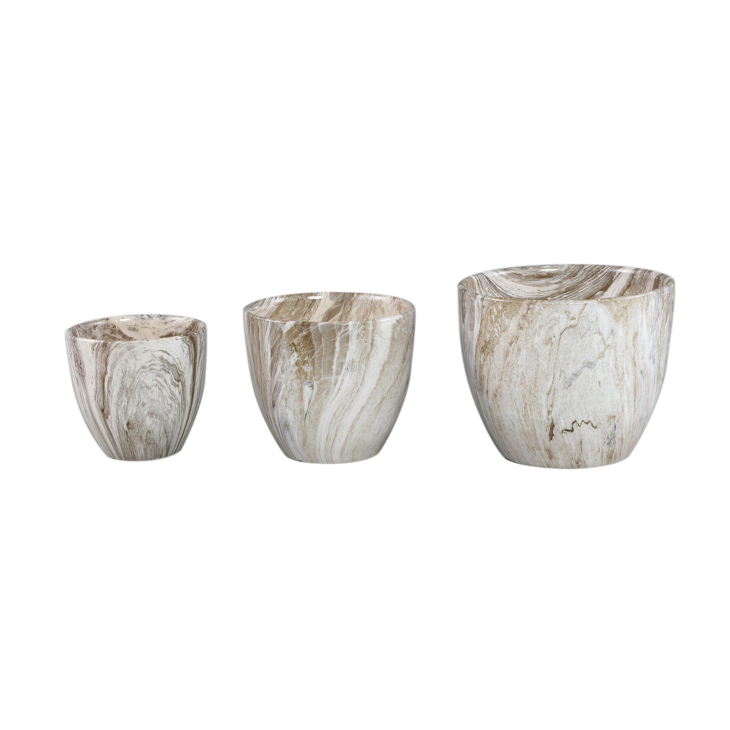 Miah Beige Keramische Pot Set Van 2 Stuks - 2 Sets 21x25x25 cm