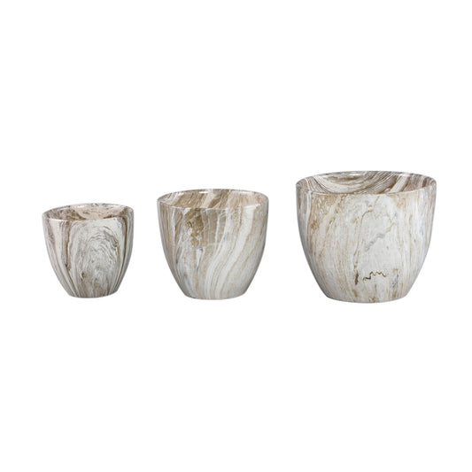 Miah Beige Keramische Pot Set Van 2 Stuks - 2 Sets 21x25x25 cm