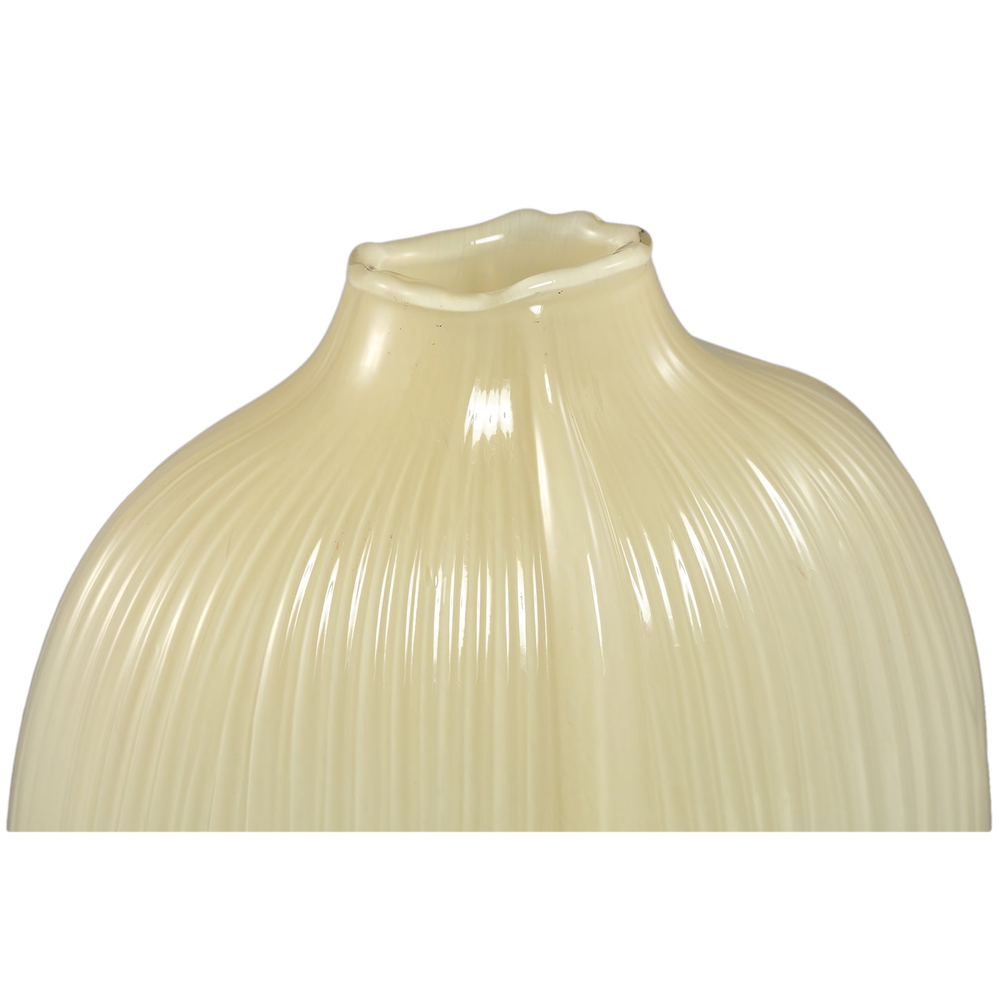 Jalisia Crème Glazen Vaas Ovaal Geribfeld Set van 4 Stuks - 4 Sets 28.5x20.5x11.5 cm