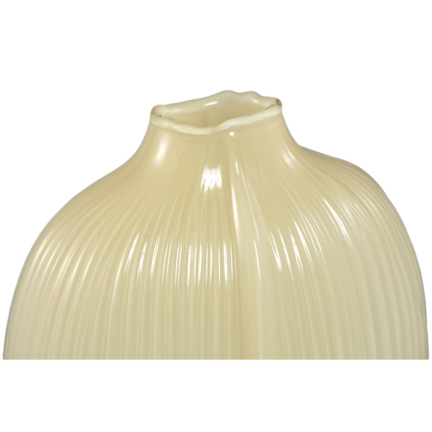 Jalisia Crème Glazen Vaas Ovaal Geribfeld Set van 4 Stuks - 4 Sets 28.5x20.5x11.5 cm