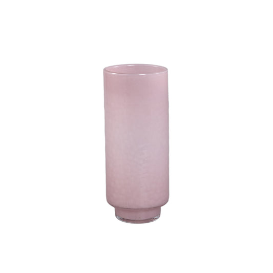 Hervy Roze Glazen Vaas Rond Recht Op Voet Set van 4 - 4 Sets 36x14x14 cm