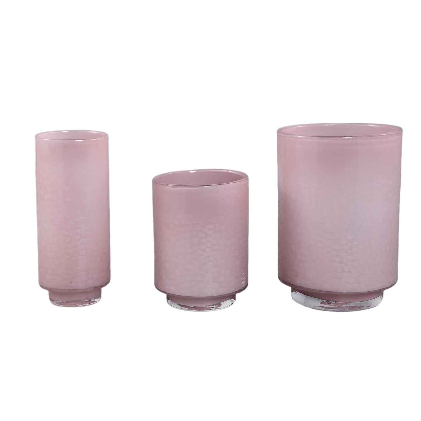 Hervy Roze Glazen Vaas Rond Recht Op Voet M Set Van 2 - 2 Sets 27.5x20x20 cm