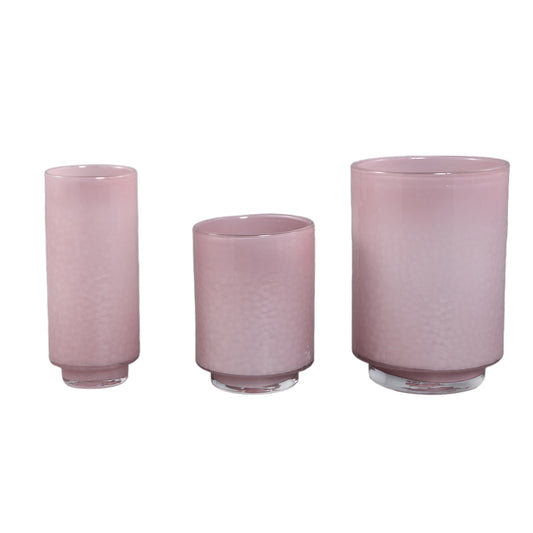 Hervy Roze Glazen Vaas Rond Recht Op Voet M Set Van 2 - 2 Sets 27.5x20x20 cm