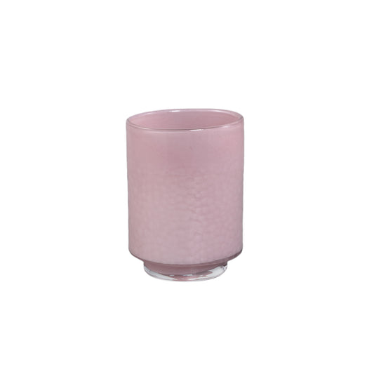Hervy Roze Glazen Vaas Rond Recht Op Voet Set van 4 Stuks - 4 Sets 22.5x16x16 cm