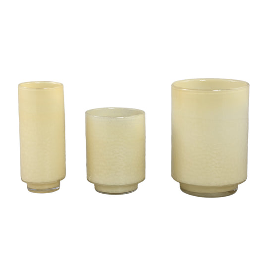 Hervy Crème Glazen Vaas Rond Recht Op Voet M Set Van 2 - 2 Sets 27.5x20x20 cm