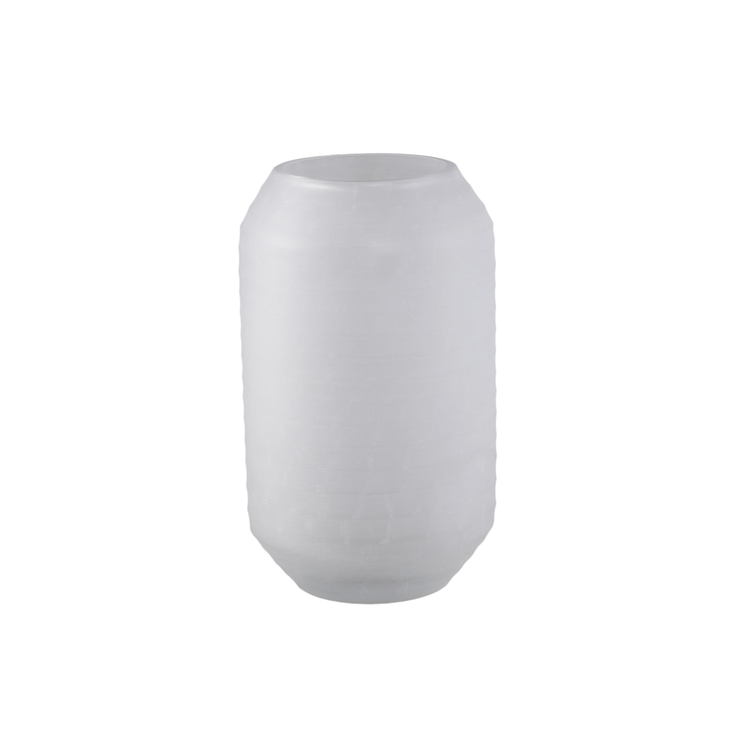 Malia Witte Glazen Vaas Rond Streep Cutting L Set van 2 - 2 Sets 32x20x20 cm