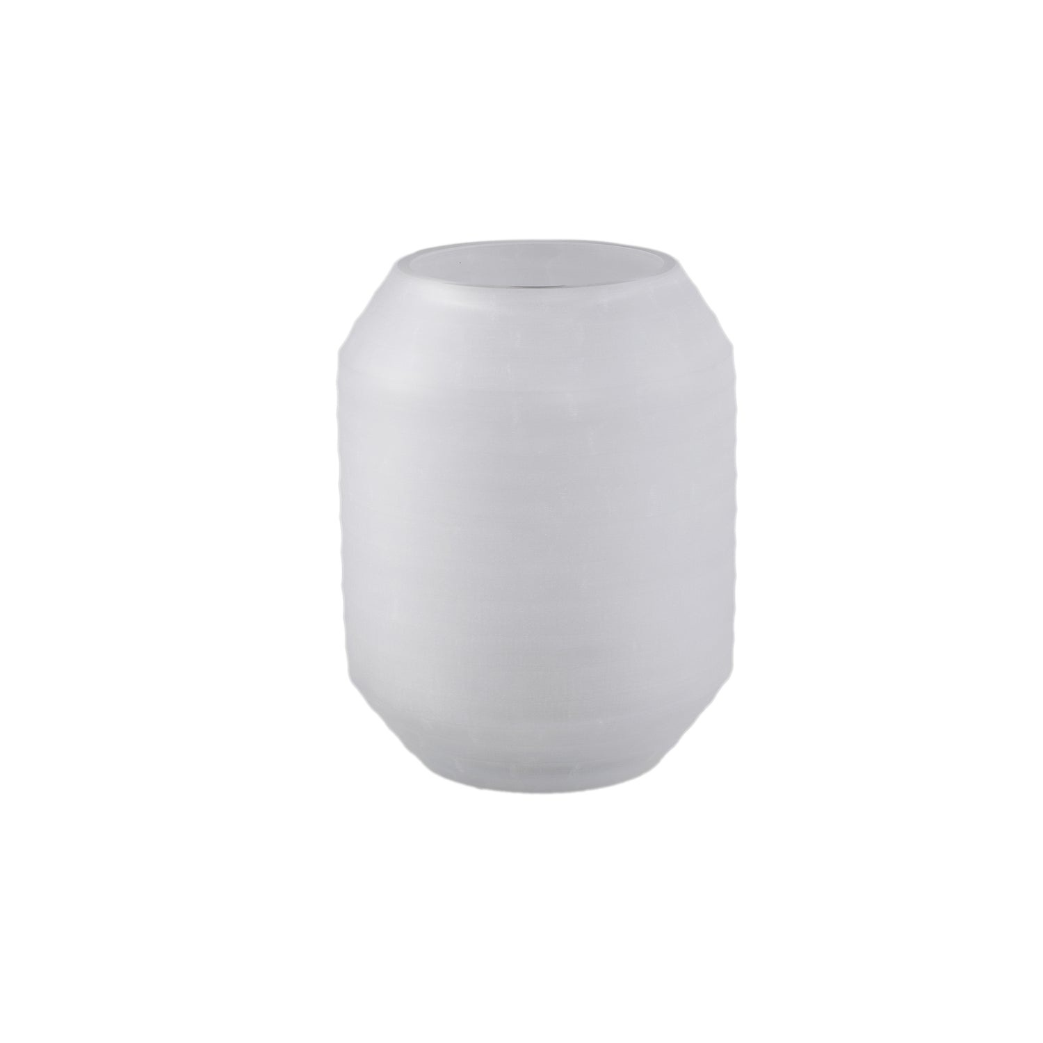 Malia Witte Glazen Vaas Rond Streep Cutting M Set van 2 - 2 Sets 26x20x20 cm