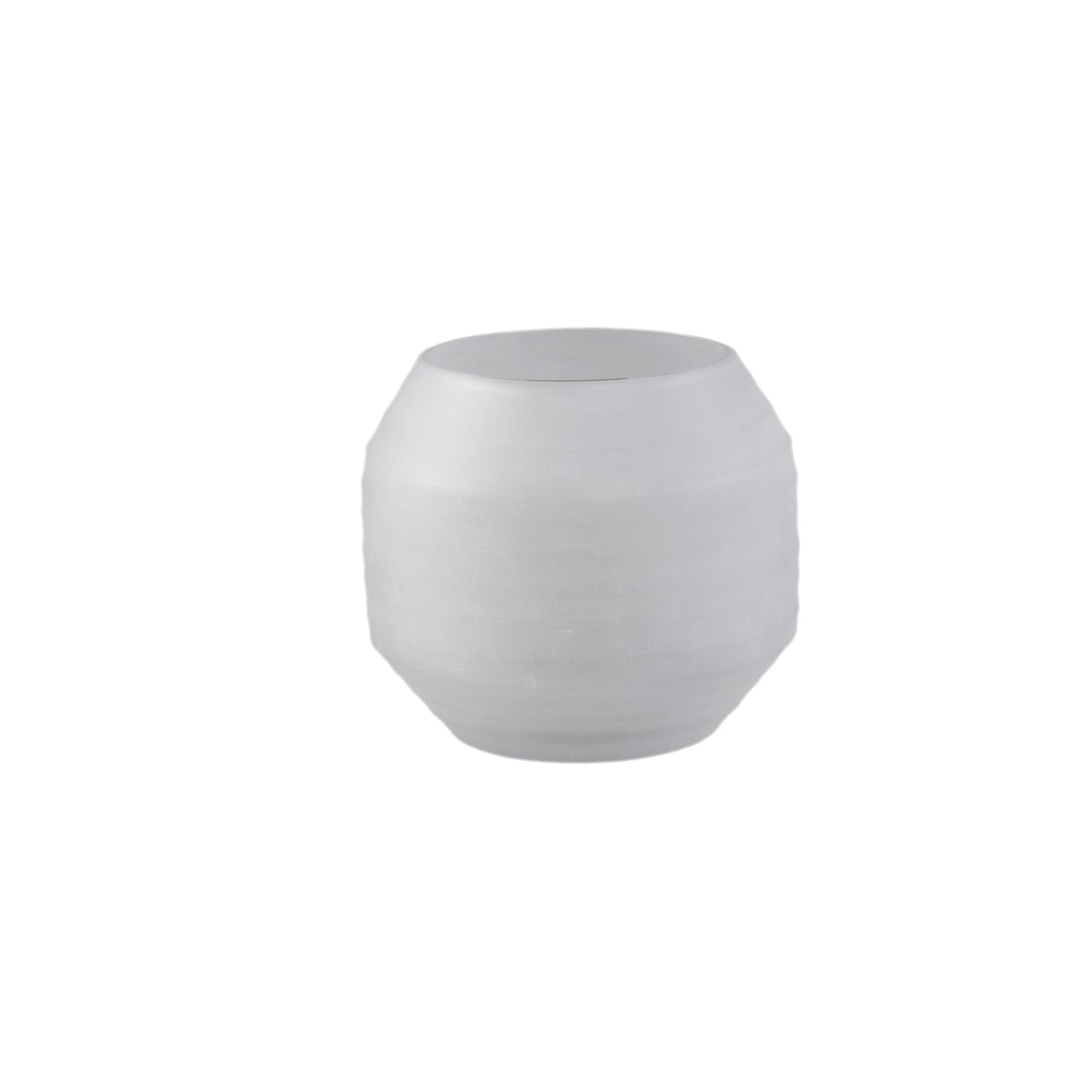 Malia Witte Glazen Vaas Rond Streep Cutting Set van 2 - 2 Sets 18x20x20 cm