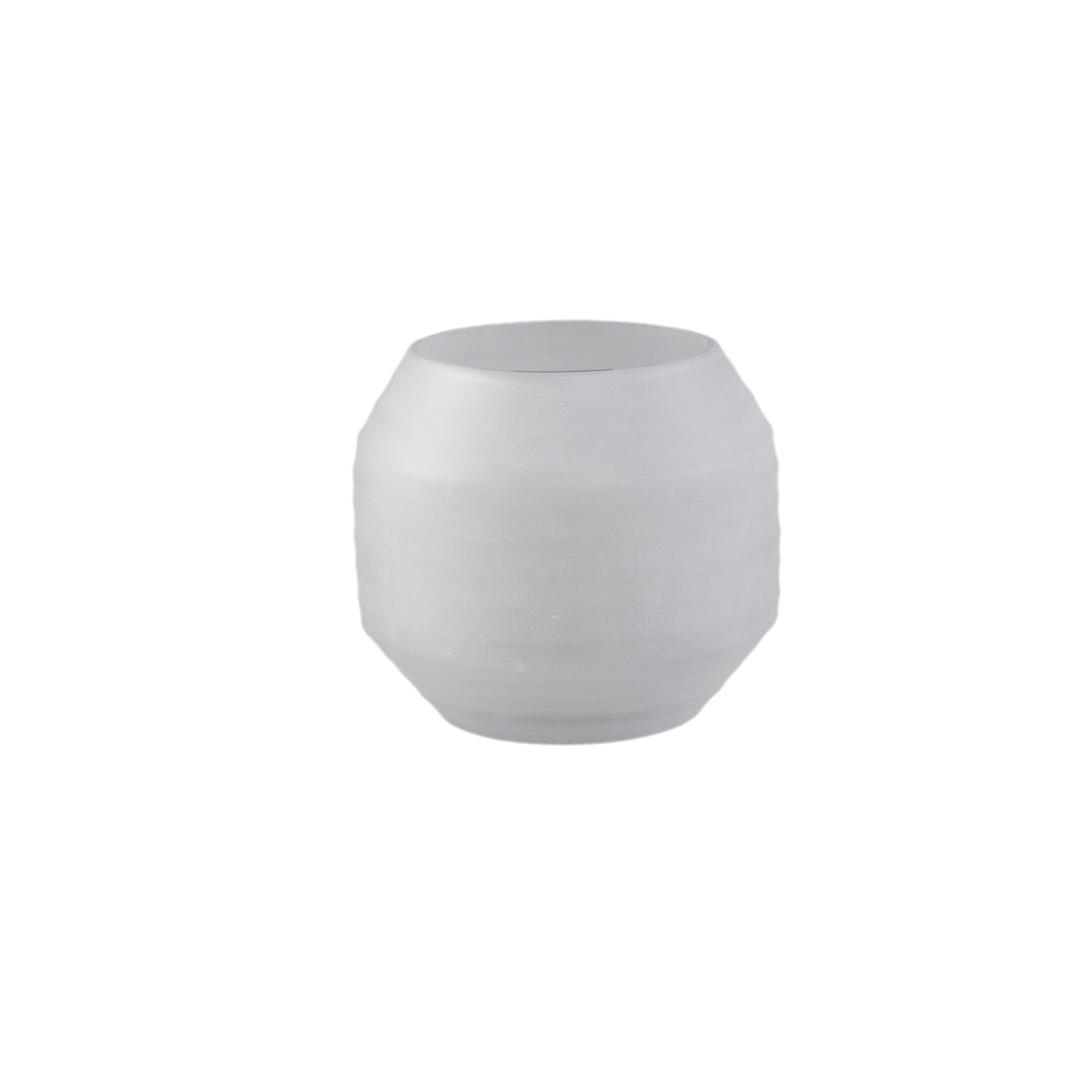 Malia Witte Glazen Vaas Rond Streep Cutting Set van 2 - 2 Sets 18x20x20 cm