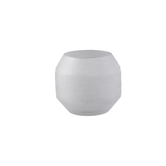 Malia Witte Glazen Vaas Rond Streep Cutting Set van 2 - 2 Sets 18x20x20 cm