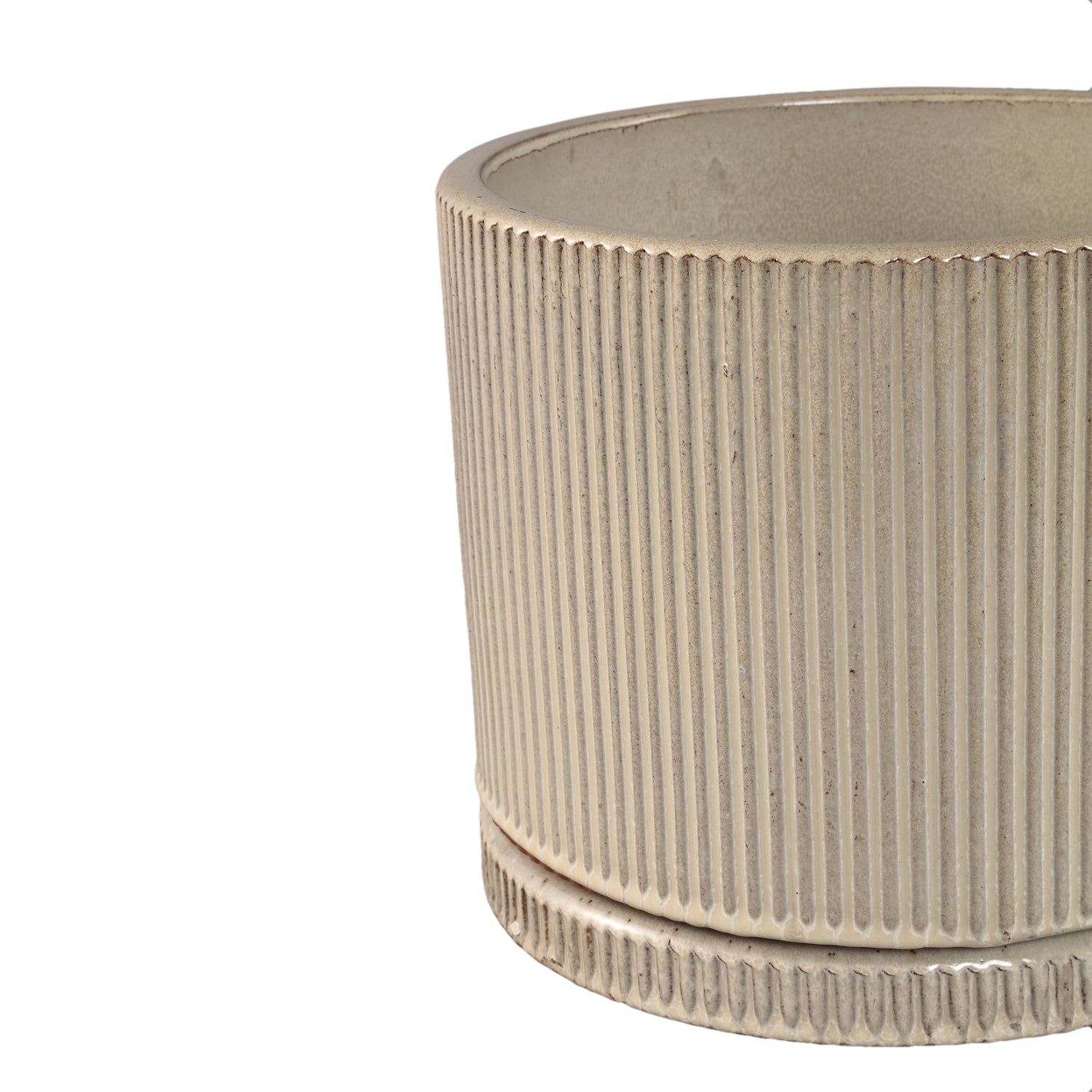 Meliya Crème Keramische Pot Set Van 4 Cilinder Geribfeld 28x33x33 cm