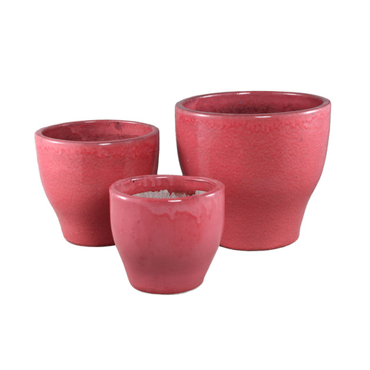 Esmarie Helder Roze Keramische Pot Set van 3 Rond 46x50x50 cm