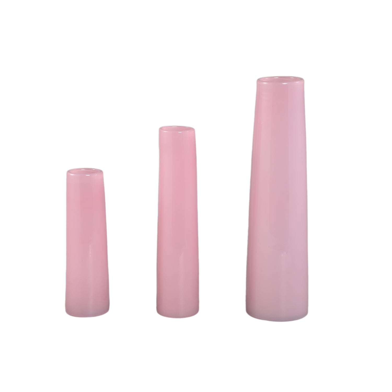Saelah Lichtroze Glazen Vaas Rond Set van 6 Stuks L - 6 Sets 39x10x10 cm