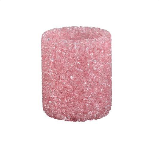 Marsella Roze Glazen Kristal Theelicht Rond Set van 6 - 6 Sets 9x8x8 cm