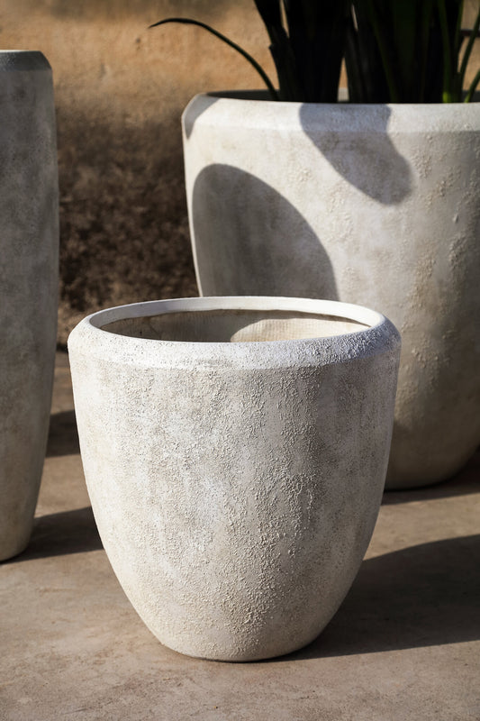 Dashima Crème GRC Bombay Pot Laag Rond Set Van 4 80x80.5x80.5 cm