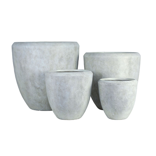 Dashima Crème GRC Bombay Pot Laag Rond Set Van 4 80x80.5x80.5 cm