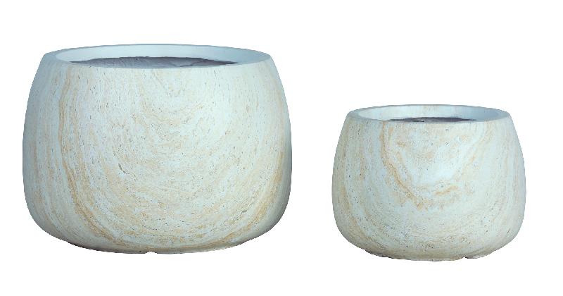 Amilee Beige GRC Marmerlook Pot Rond Set van 2 31x46x46 cm