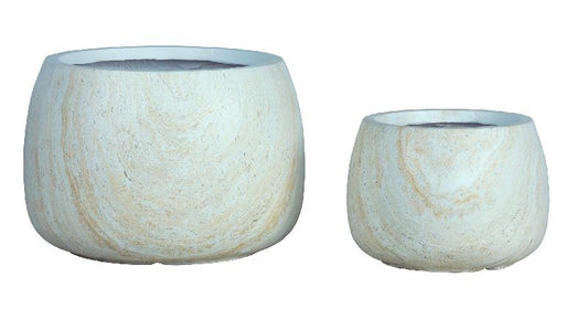 Amilee Beige GRC Marmerlook Pot Rond Set van 2 31x46x46 cm