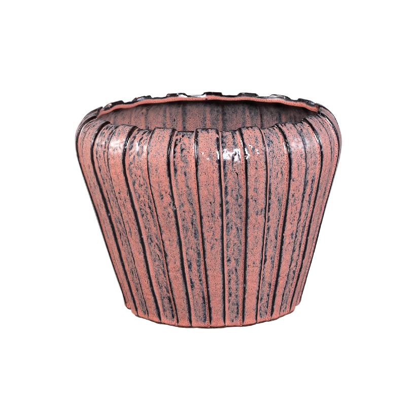 Mirei Roze Keramische Pot Verticaal Geribd Rond L 30x39x39 cm