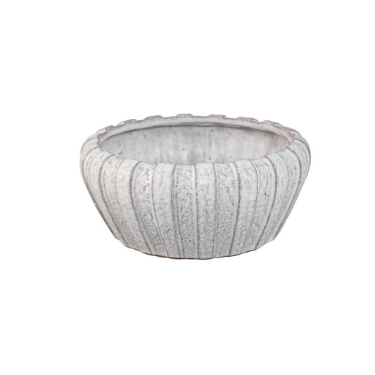 Mirei Witte Keramische Pot Verticaal Geribbeld Rond Set van 2 12x27x27 cm