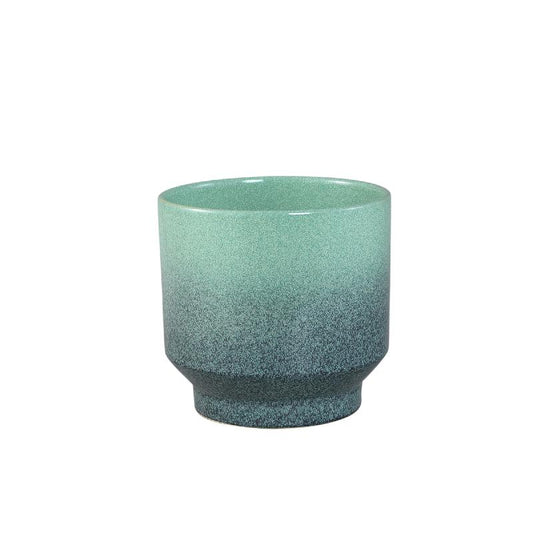 Kyer Turquoise Keramische Pot Op Voet Ombré Finish Set van 2 22.5x23.5x23.5 cm