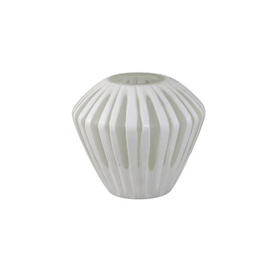 Ireka Witte Handgesneden Massief Glas Hoekig Rond Set van 2 16x19x19 cm