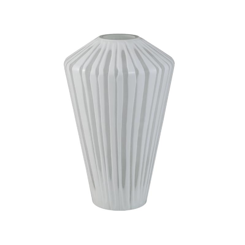 Ireka Witte Handgesneden Massief Glas Hoekig Rond L Set van 2 37x23x23 cm