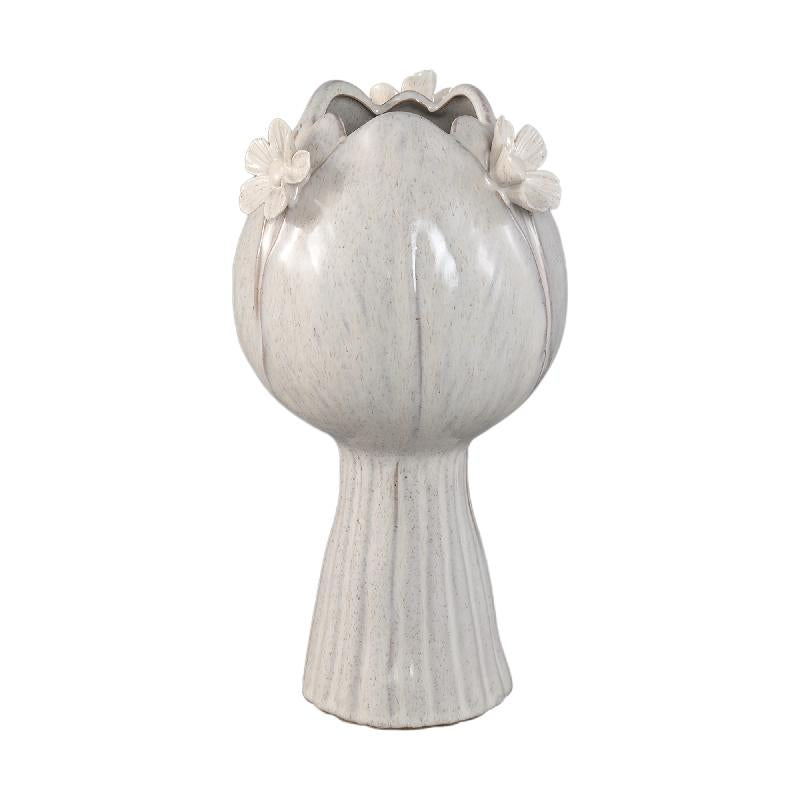 Jaleesa Witte Tulp Keramische Vaas Groot Set van 4 Stuks 32x18x18 cm
