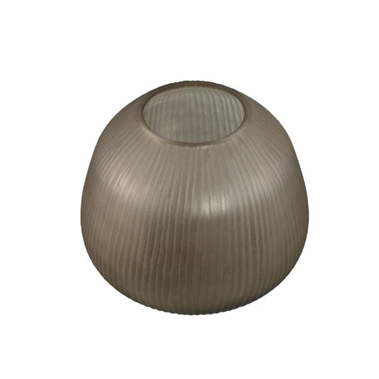Marria Bruine Glazen Vaas Handgesneden Geribbd Rond S 22x27.5x27.5 cm