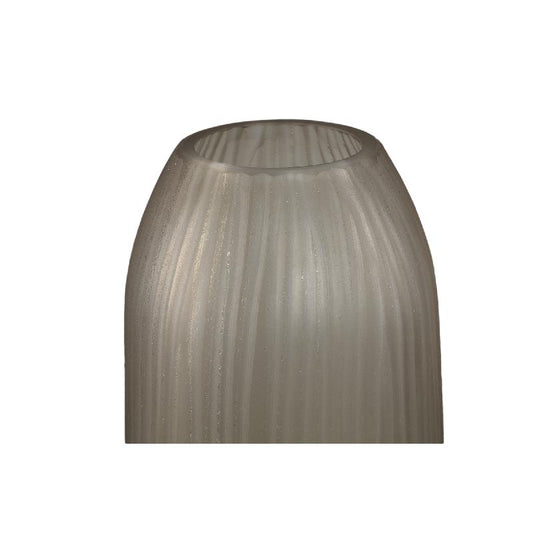Marria Bruine Glazen Vaas Handgesneden Geribd Rond L 40x14x14 cm