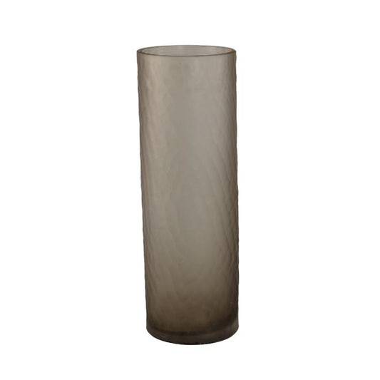 Paulene Lichtbruine Glazen Vaas Handgeslepen Recht L 45x15x15 cm