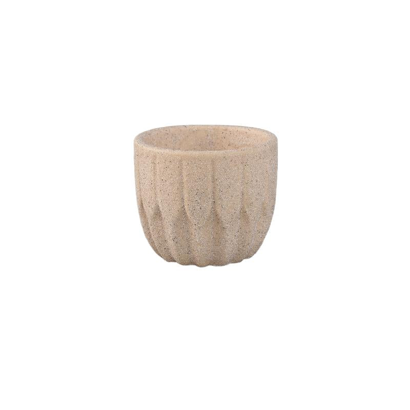 Jeily Crème Keramische Pot Hoekig Patroon XS Set van 12 6x7.5x7.5 cm