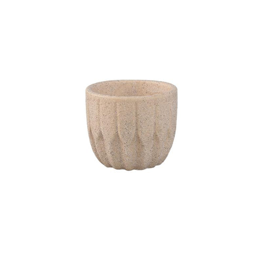 Jeily Crème Keramische Pot Hoekig Patroon XS Set van 12 6x7.5x7.5 cm