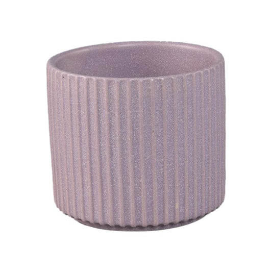 Renaud Lila Keramische Pot Geribfeld Mat Rond M – Set van 12 12x12.5x12.5 cm