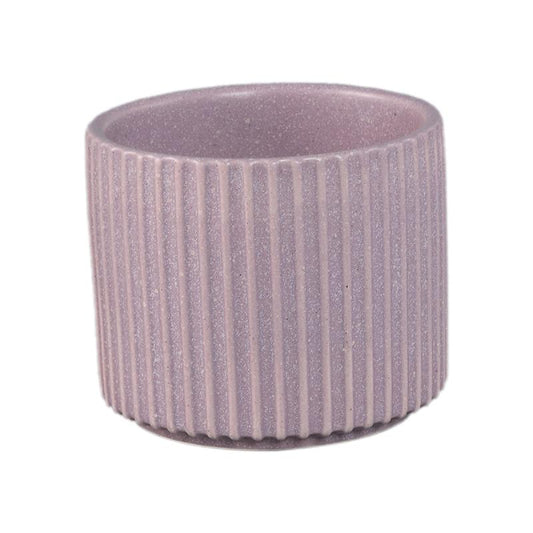 Renaud Lila Keramische Pot Geribd Mat Rond S – Set van 12 9.5x11x11 cm