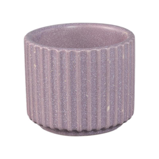 Renaud Lila Keramische Pot Geribd Mat Rond Set van 12 6x7.5x7.5 cm