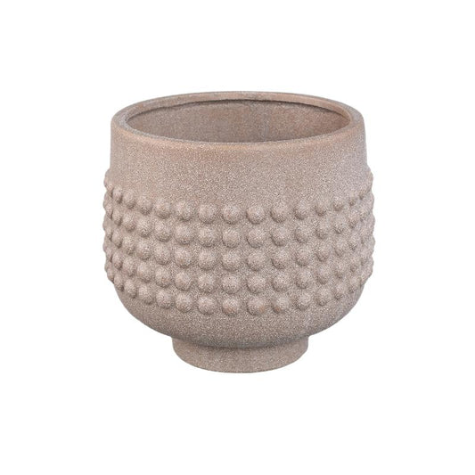 Clarece Beige Keramische Pot met Gestippeld Motief XL Set van 6 Stuks 18x19.5x19.5 cm