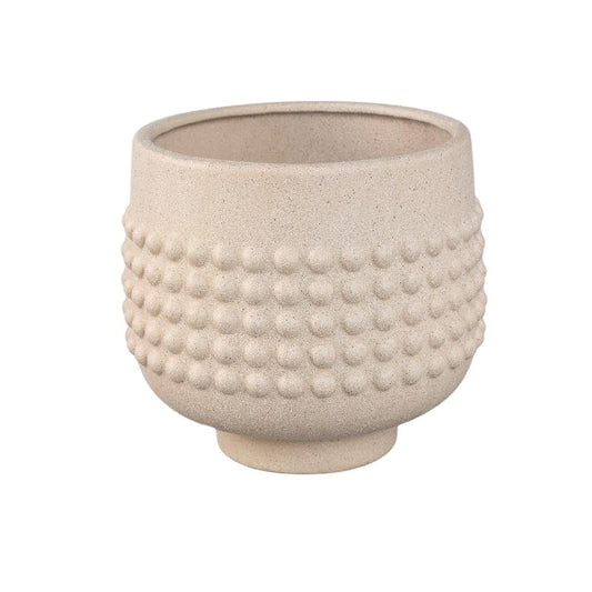 Clarece Cream Keramische Pot Met Gestippeld Centrum Op Voet XL Set Van 6 18x19.5x19.5 cm