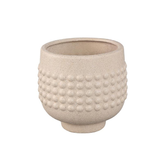 Clarece Crème Keramische Pot Met Gestippeld Centrum Op Voet L Set Van 6 15x16x16 cm