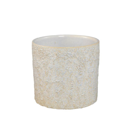 Felder Crème Keramische Pot Cilinder Rond Set van 6 Stuks 12.5x13.5x13.5 cm