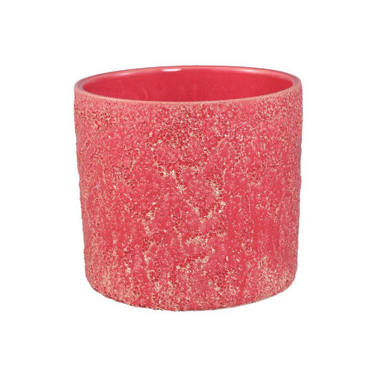 Felder Roze Keramische Pot Cilinder Round XL Set van 6 Stuks 15.5x17x17 cm