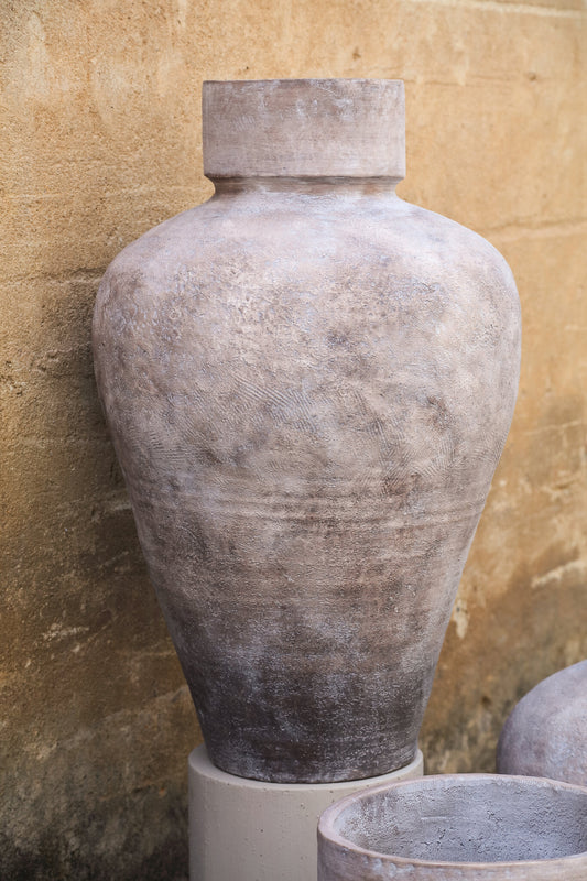 Michle Beige Fiber Cement Vintage Pot L 99x62x62 cm