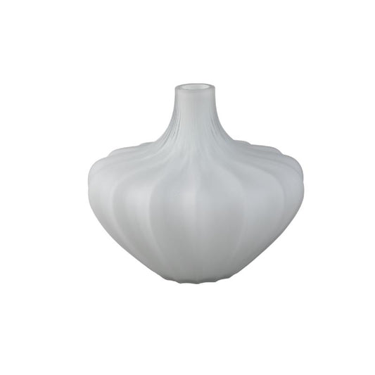 Aleiya Wit Handgesneden Massief Glas Glad Laag Set van 2 21x25.5x25.5 cm