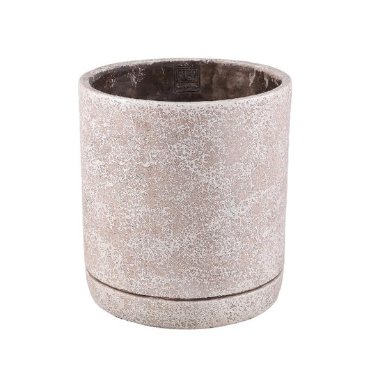 Asten Crème Ronde Cement Pot Terrozza Print XL - Set van 2 27x24x24 cm